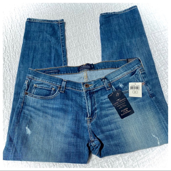 🎉HP🎊 NWT🍀LUCKY BRAND “Sienna Slim”Boyfriend BoHo Chic Ankle Jeans 31” Sz 12 - Picture 2 of 16